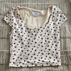 Live in the Moment Floral Cream Crop Top